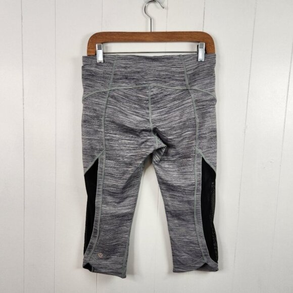 Lululemon Sun Runner Crop Leggings Space Dye Gray Black Cropped Size 8 Workout - Picture 7 of 11